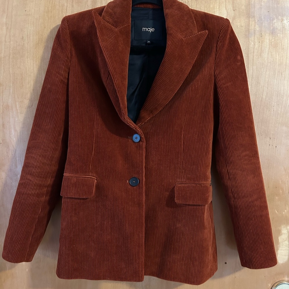 Maje Burnt Orange Corduroy Blazer